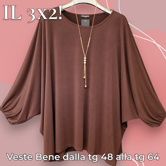 Maxi Maglia in Crepe Con Collana Madame