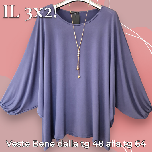 Maxi Maglia in Crepe Con Collana Morine