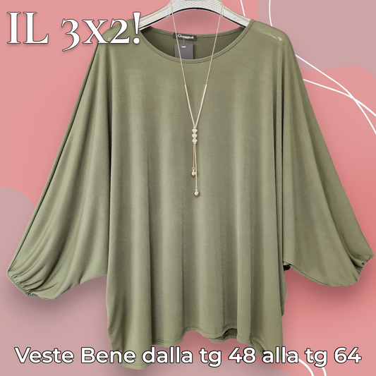 Maxi Maglia in Crepe Con Collana Mika
