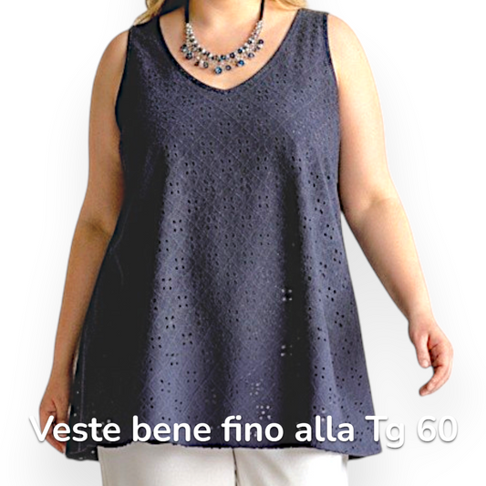 Maxi Top Elasticizzato Traforato Porzia