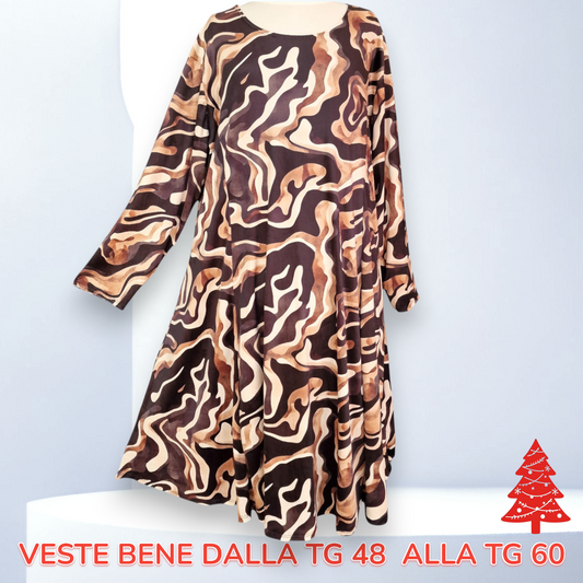 Maxi Abito in Velluto Fantasia Ciclamino