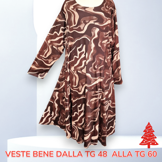 Maxi Abito in Velluto Fantasia Geranio