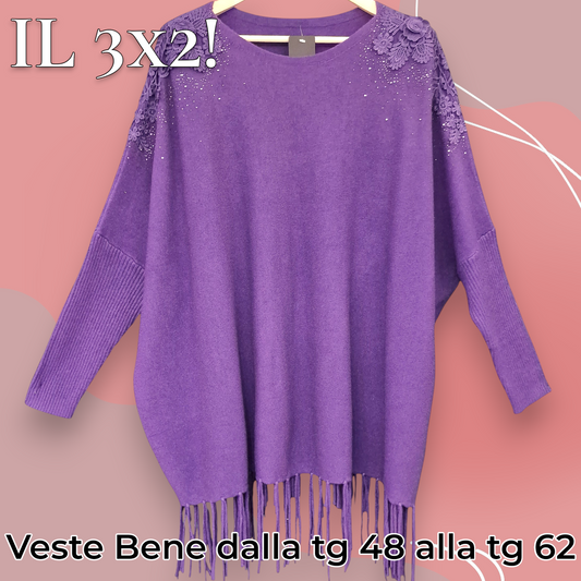 Maxi Maglia con Fiori e Strass Orione