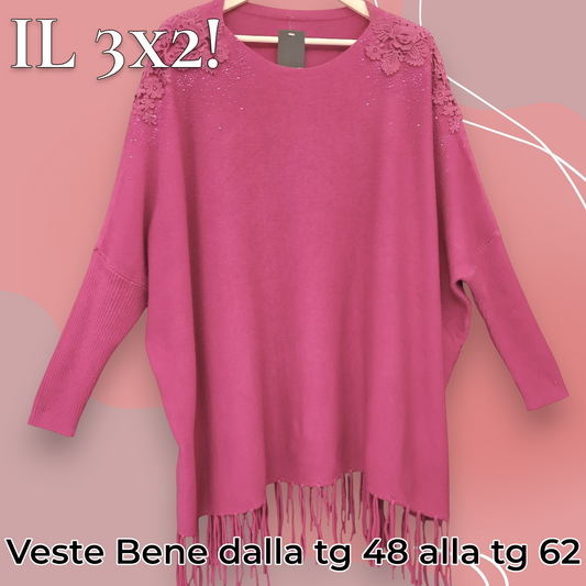 Maxi Maglia con Fiori e Strass Oris