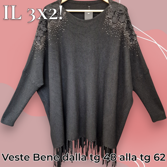 Maxi Maglia con Fiori e Strass Olly