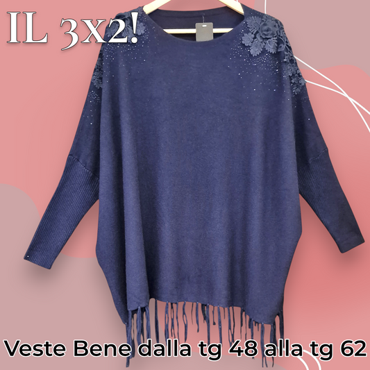 Maxi Maglia con Fiori e Strass Odette