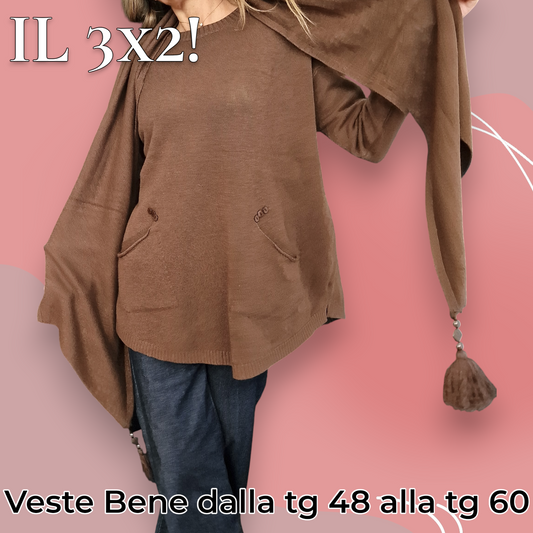 Maxi Maglia con Sciarpa Flowers