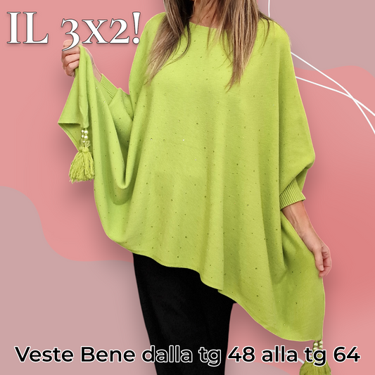 Maxi Poncho con Pendagli e Strass Gimmy