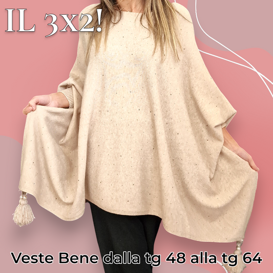 Maxi Poncho con Pendagli e Strass Gale