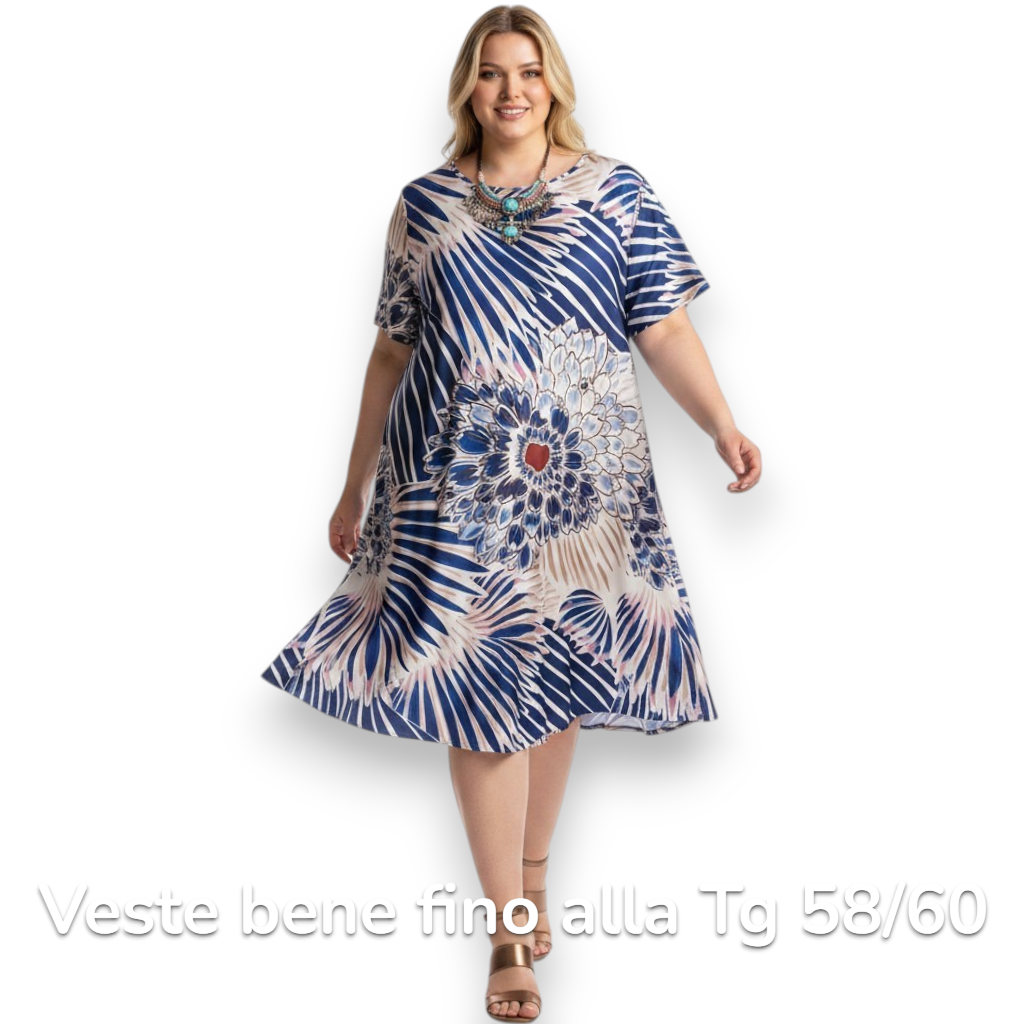 Maxi Abito in Crepe Fantasia Sandy
