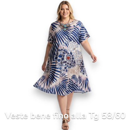 Maxi Abito in Crepe Fantasia Sandy