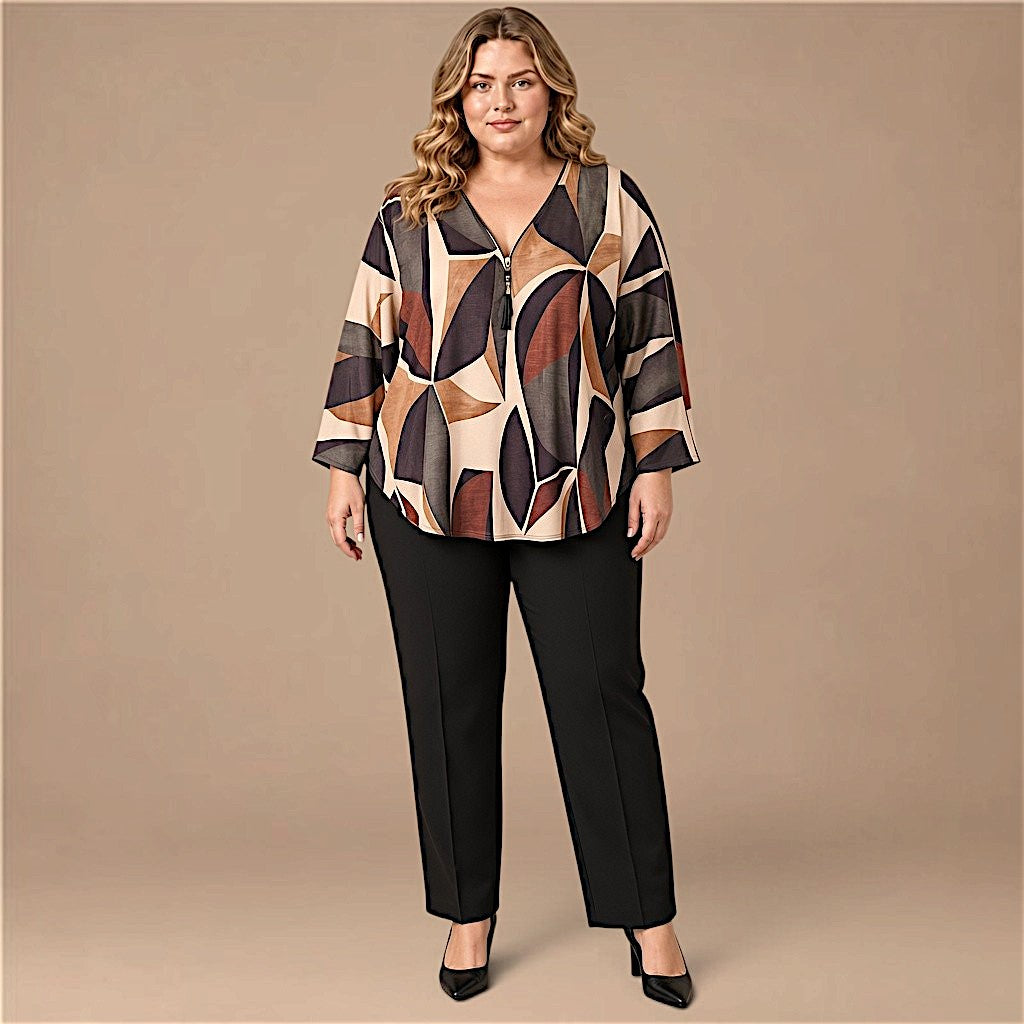 Maxi Maglia in Crepe Con Zip Mina