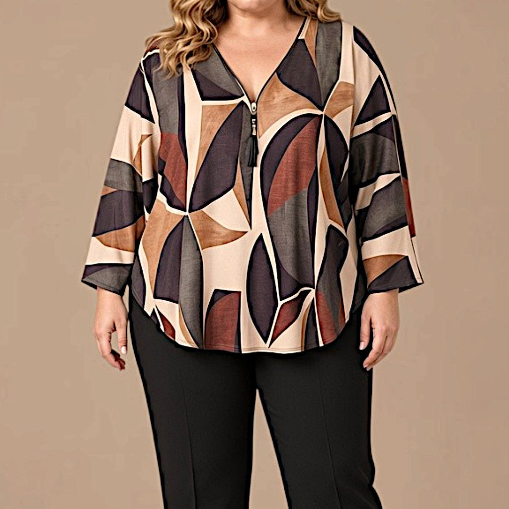 Maxi Maglia in Crepe Con Zip Mina