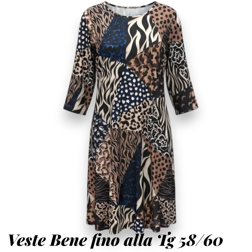Maxi Abito in Crepe Fantasia Greta