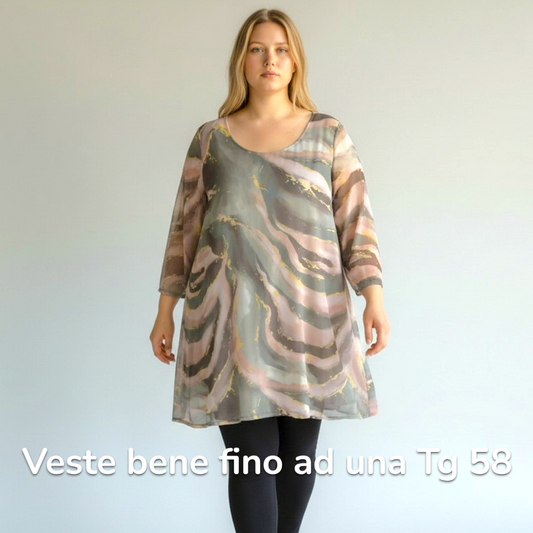 Maxi Maglia Doppia in Tulle e Viscosa Demi