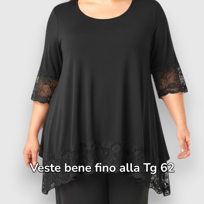 Maxi Maglia Rifinita in Pizzo Palma