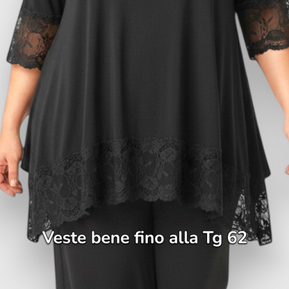 Maxi Maglia Rifinita in Pizzo Palma