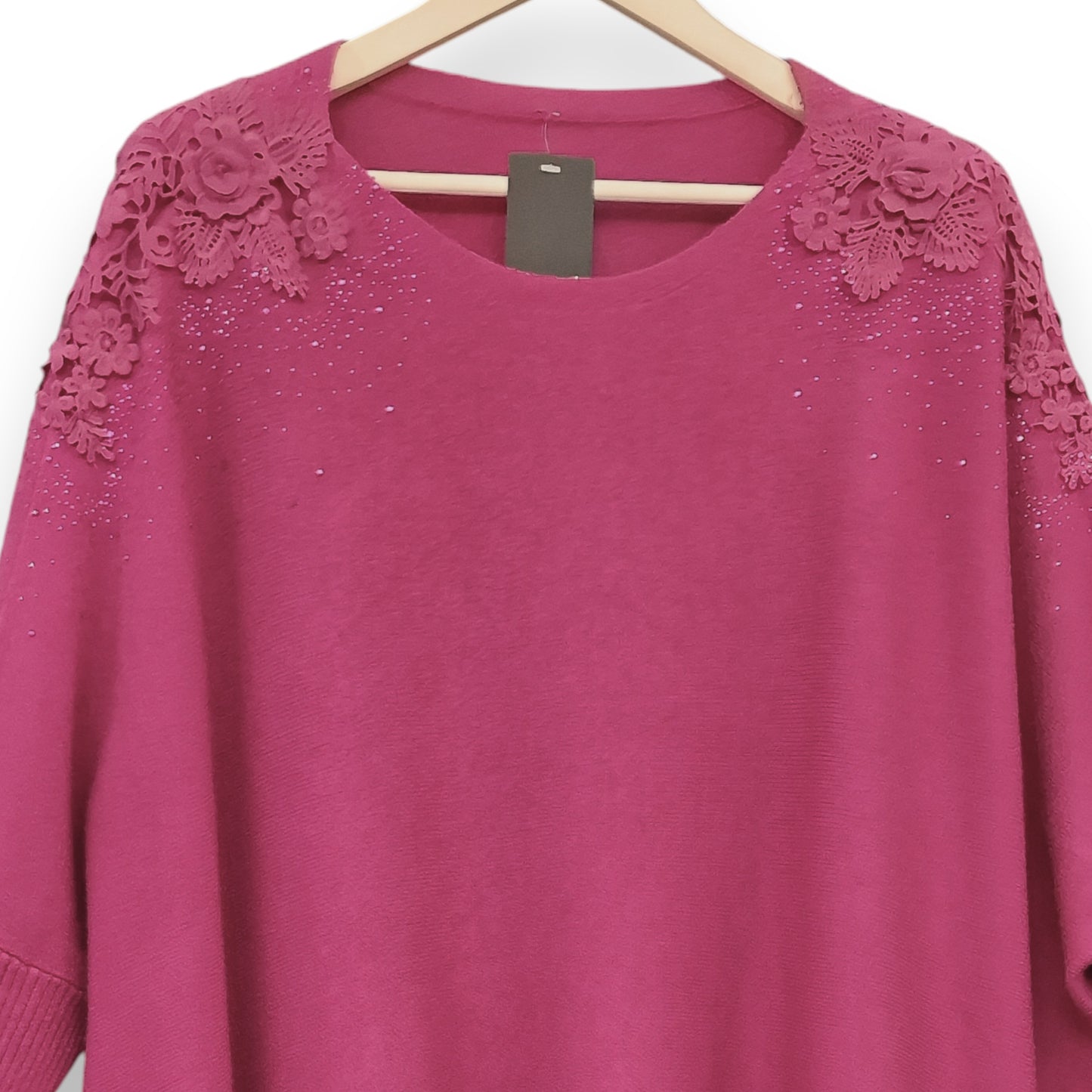 Maxi Maglia con Fiori e Strass Oris