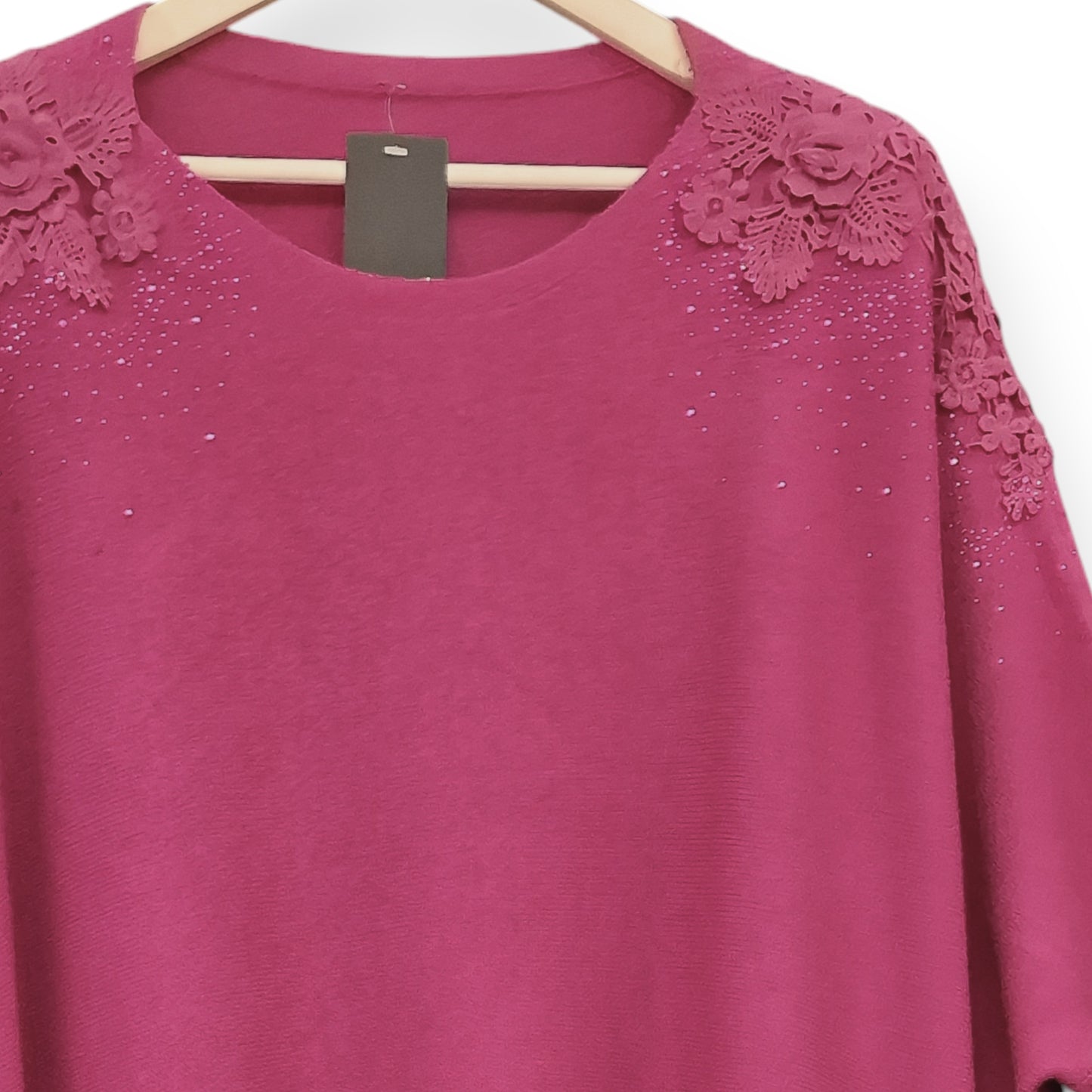 Maxi Maglia con Fiori e Strass Oris