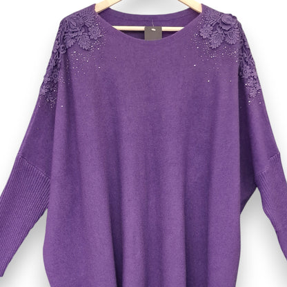 Maxi Maglia con Fiori e Strass Orione