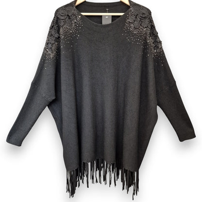 Maxi Maglia con Fiori e Strass Olly