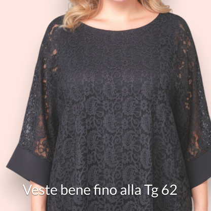 Completo Taglie Forti In Pizzo e Viscosa Geranio