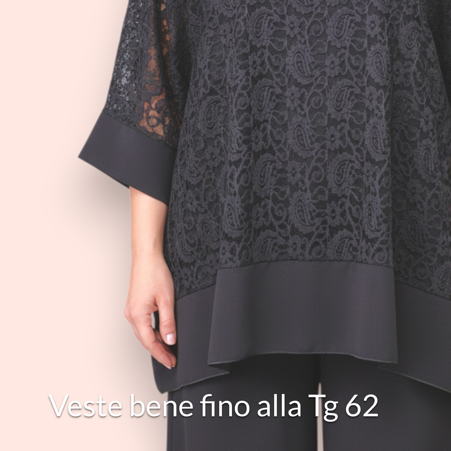 Completo Taglie Forti In Pizzo e Viscosa Geranio