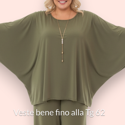 Maxi Maglia in Crepe Con Collana Mika