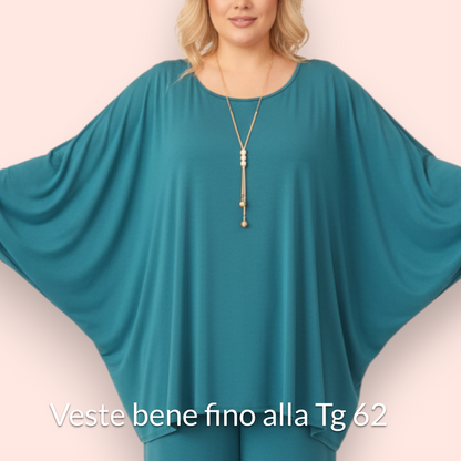 Maxi Maglia in Crepe Con Collana Morgana