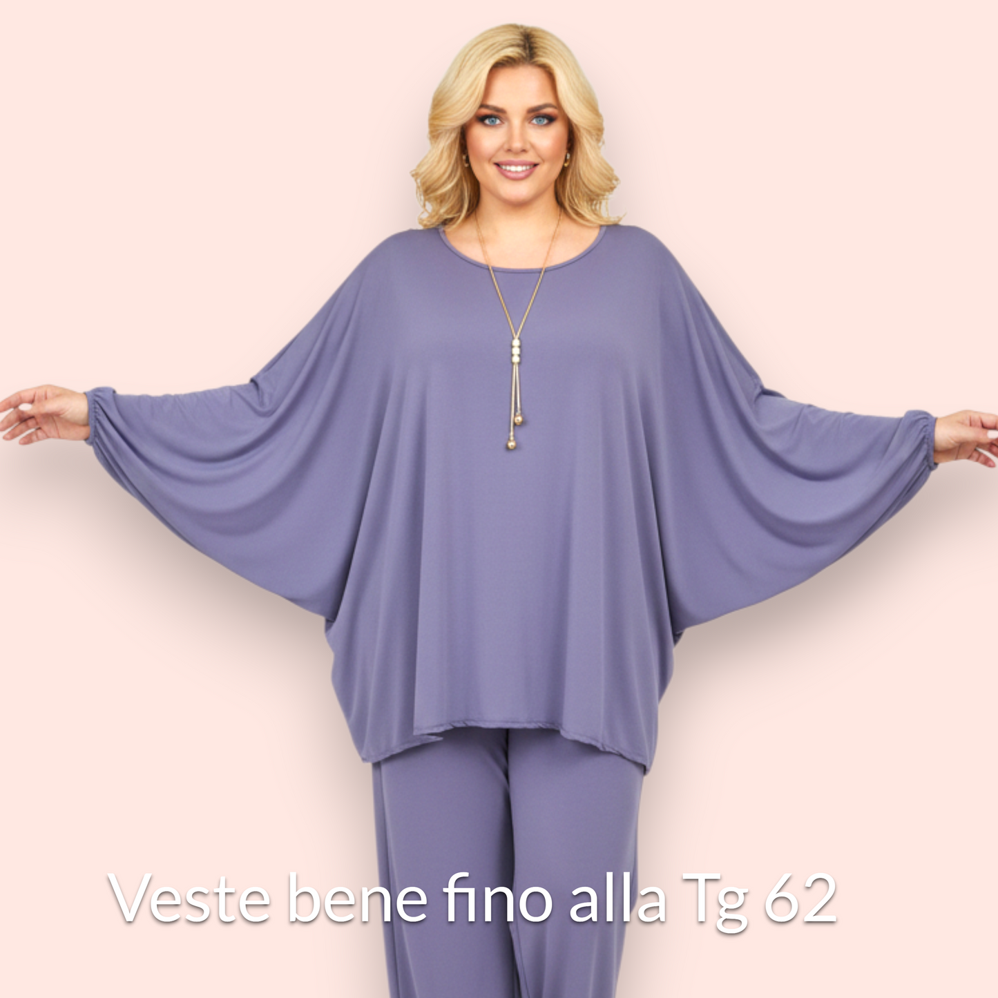 Maxi Maglia in Crepe Con Collana Morine