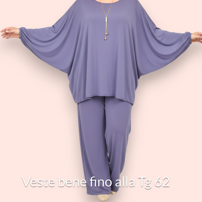 Maxi Maglia in Crepe Con Collana Morine