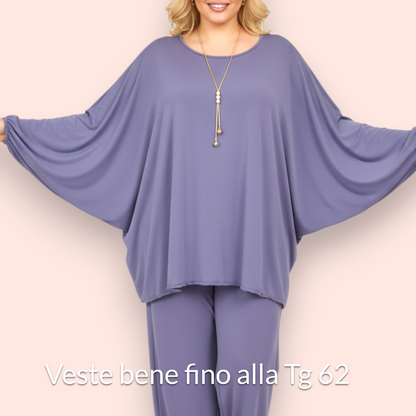 Maxi Maglia in Crepe Con Collana Morine