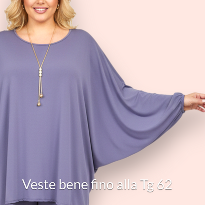 Maxi Maglia in Crepe Con Collana Morine
