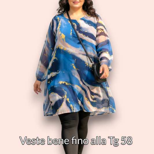 Maxi Maglia Doppia in Tulle e Viscosa Duse