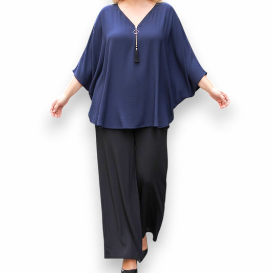 Maxi Maglia in Crepe Con Zip Olga