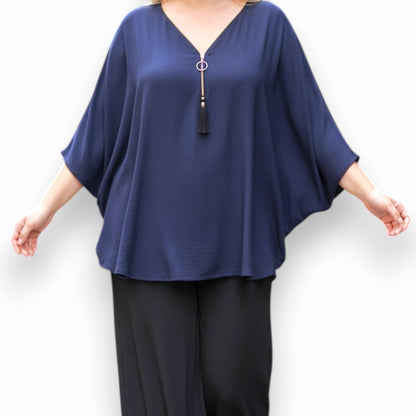 Maxi Maglia in Crepe Con Zip Olga