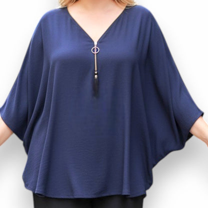 Maxi Maglia in Crepe Con Zip Olga