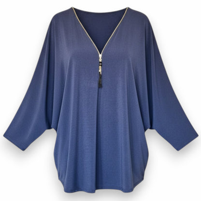 Maxi Maglia in Crepe Con Zip Olga