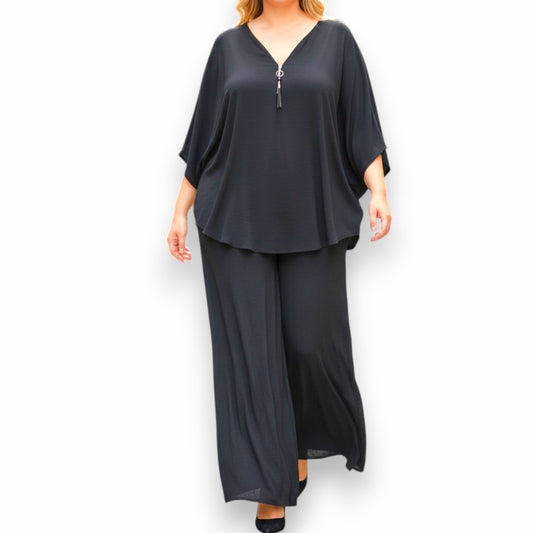 Maxi Maglia in Crepe Con Zip Oriana