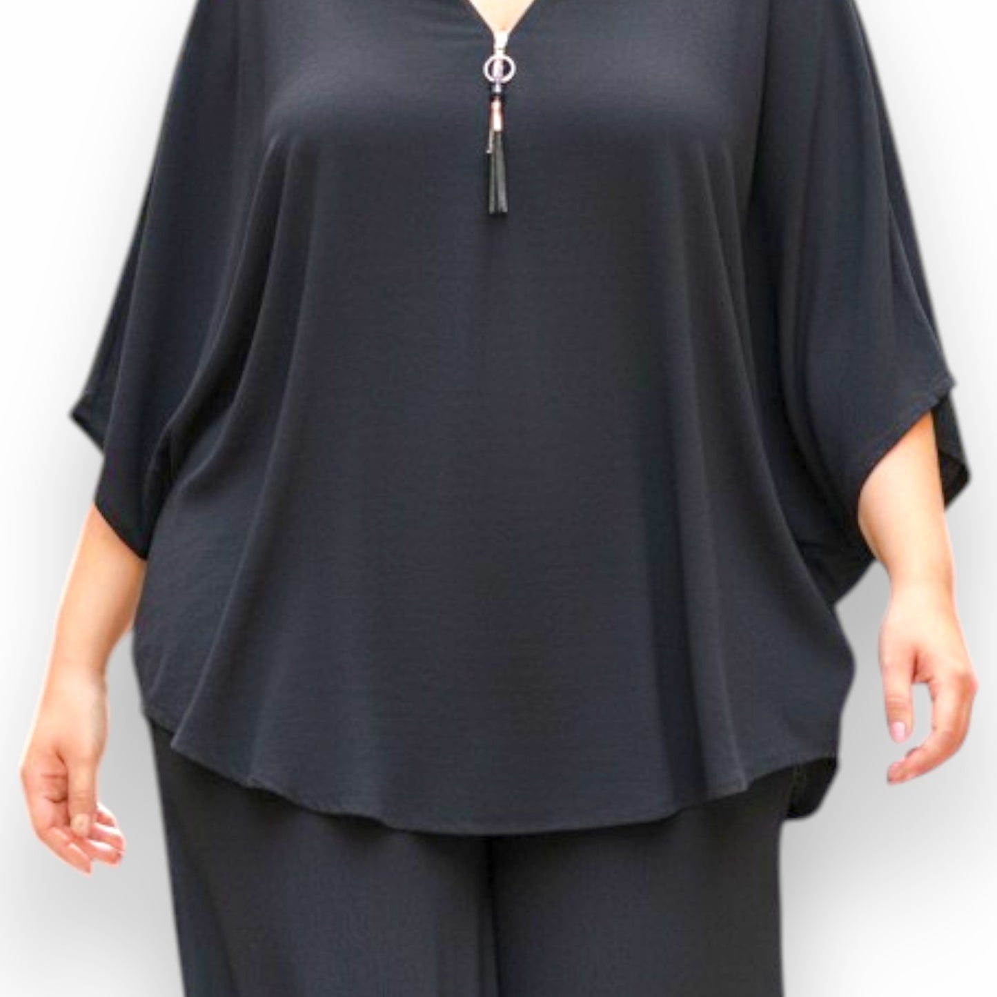 Maxi Maglia in Crepe Con Zip Oriana