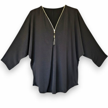 Maxi Maglia in Crepe Con Zip Oriana