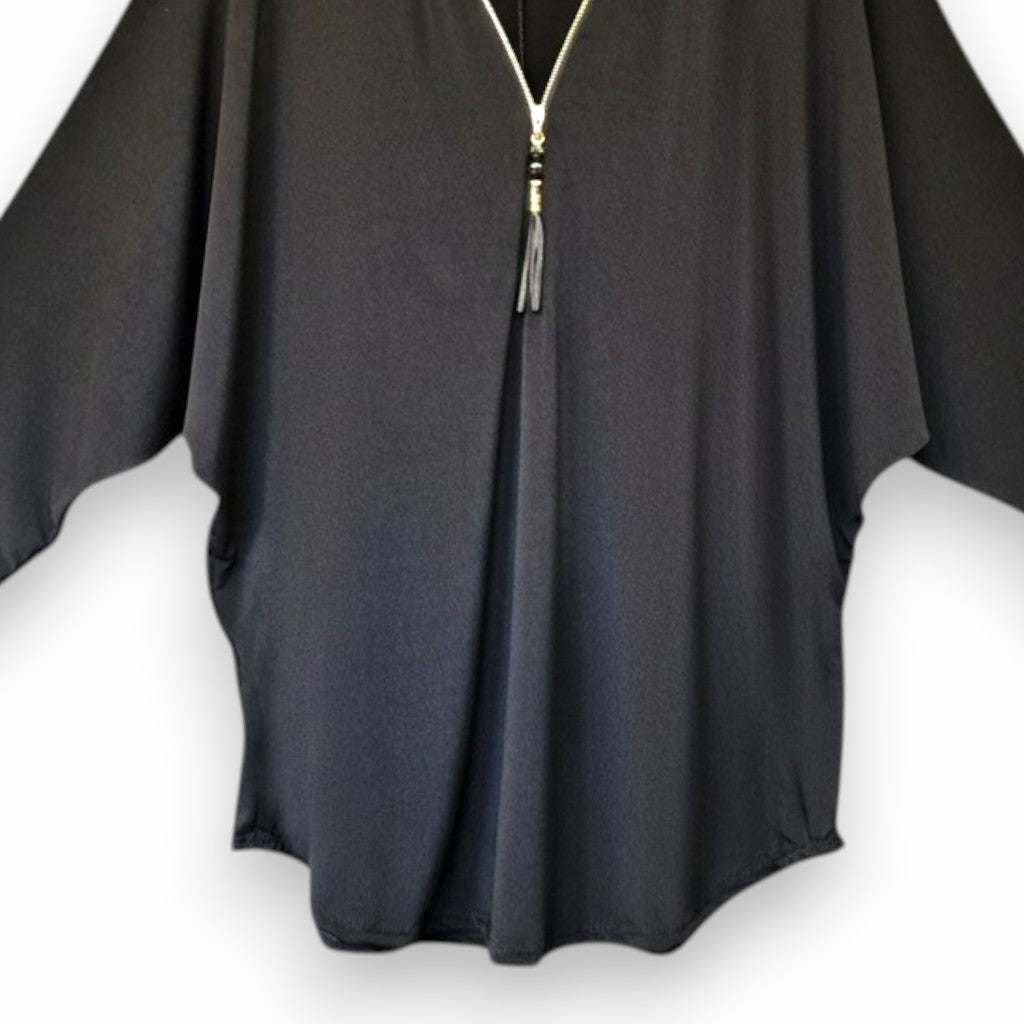 Maxi Maglia in Crepe Con Zip Oriana