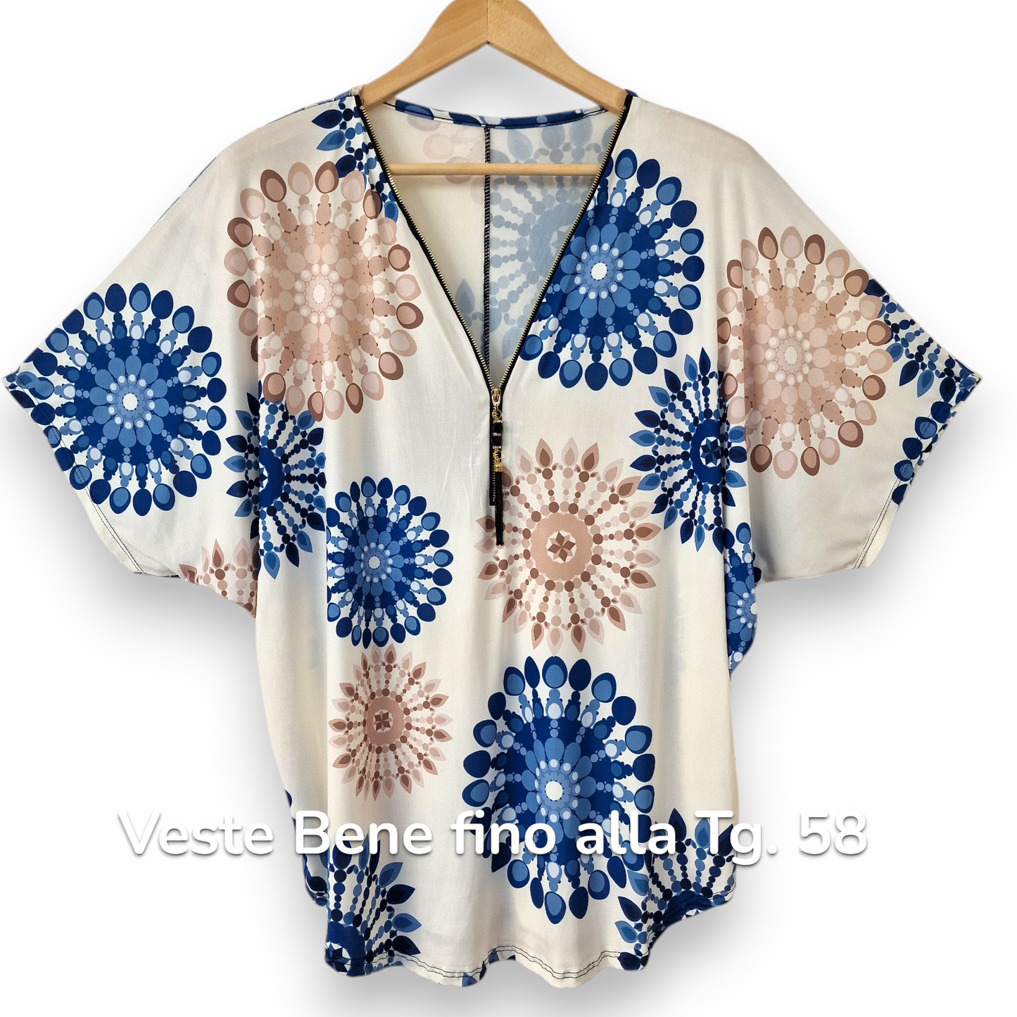 Maxi Maglia in Crepe Con Zip Pinta