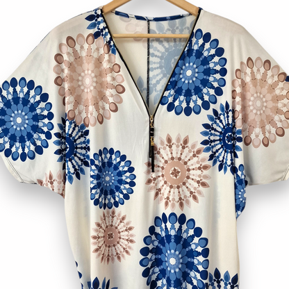 Maxi Maglia in Crepe Con Zip Pinta