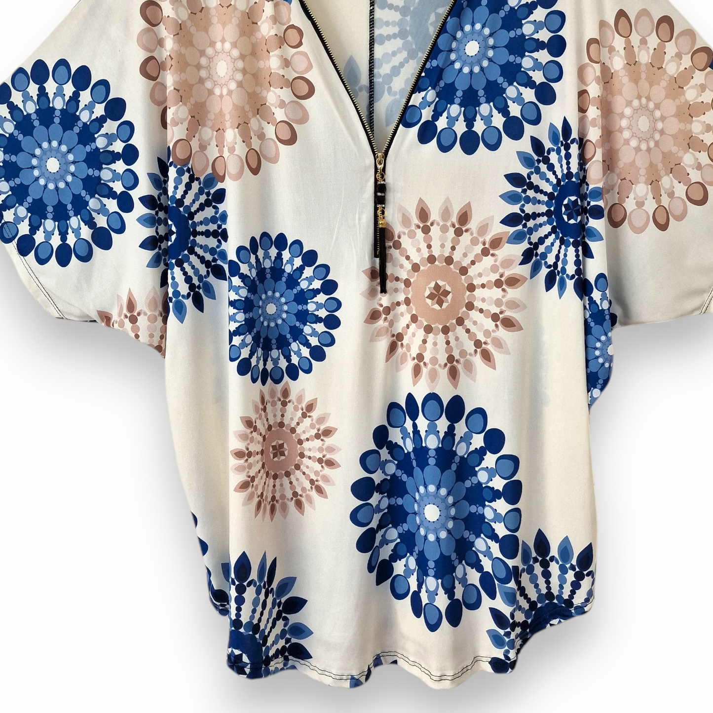 Maxi Maglia in Crepe Con Zip Pinta