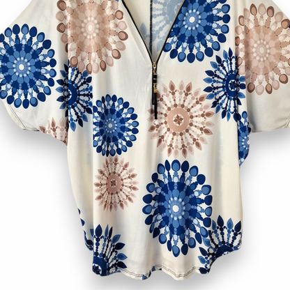 Maxi Maglia in Crepe Con Zip Pinta