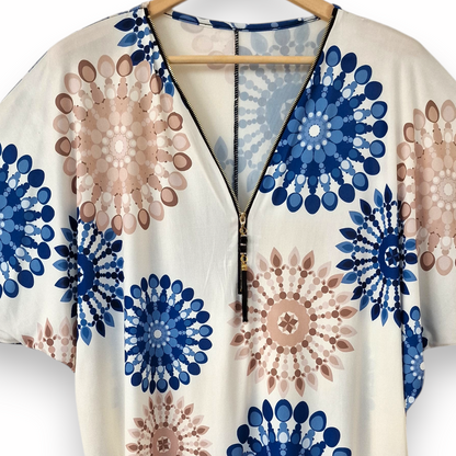 Maxi Maglia in Crepe Con Zip Pinta
