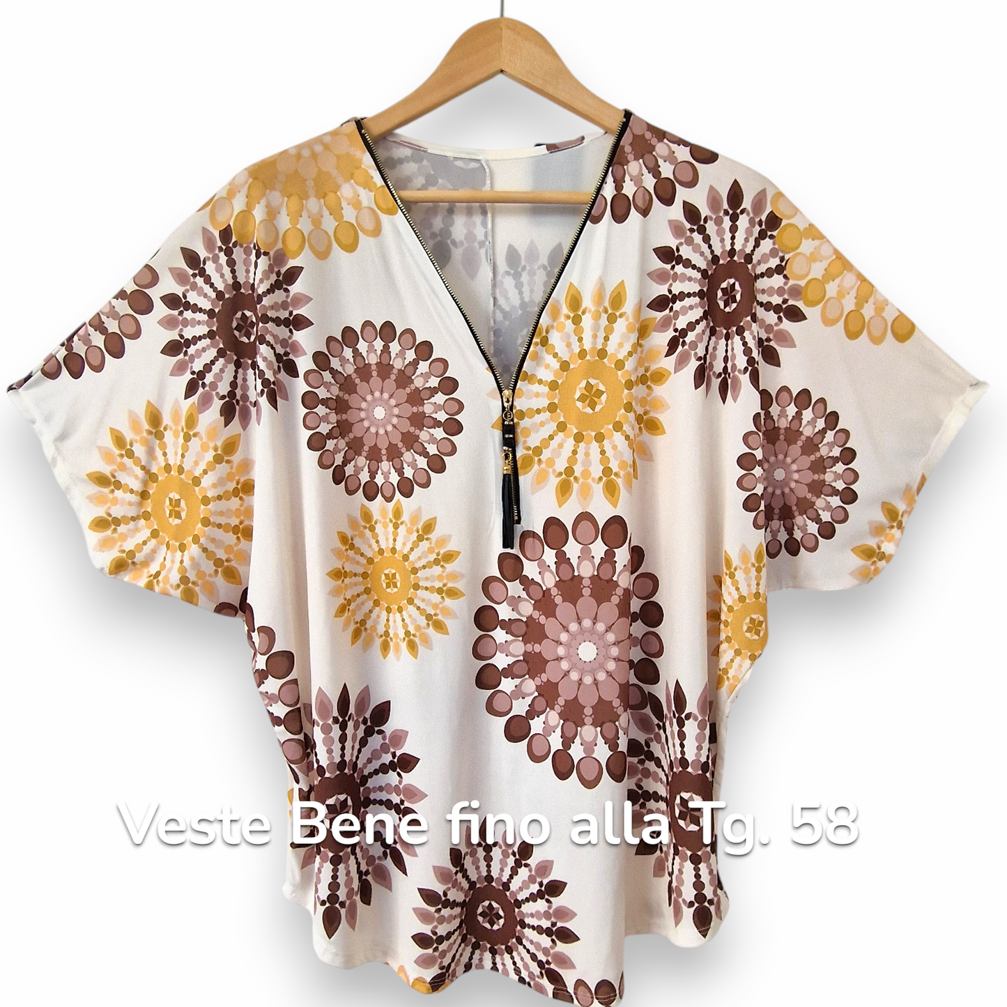 Maxi Maglia in Crepe Con Zip Pina