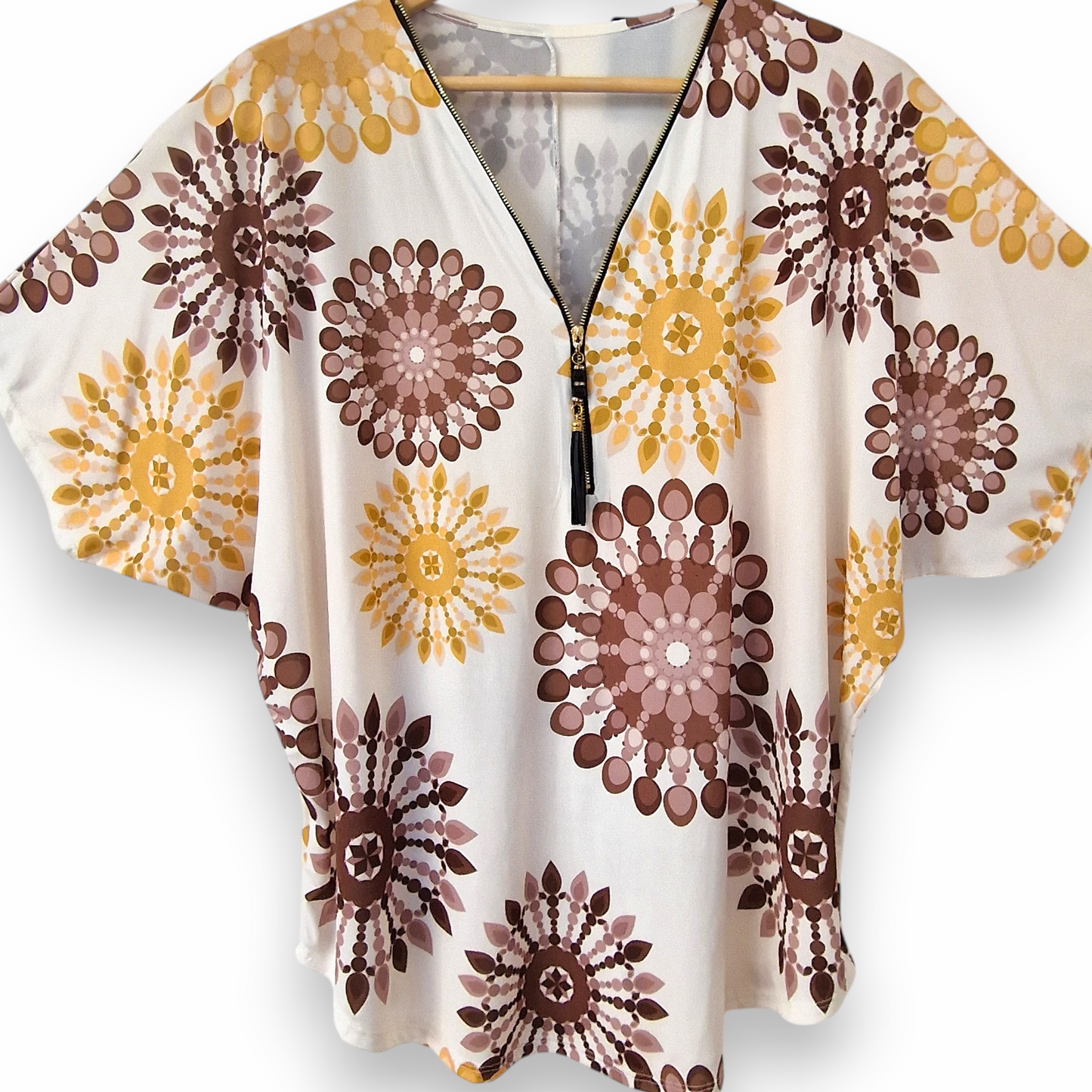 Maxi Maglia in Crepe Con Zip Pina
