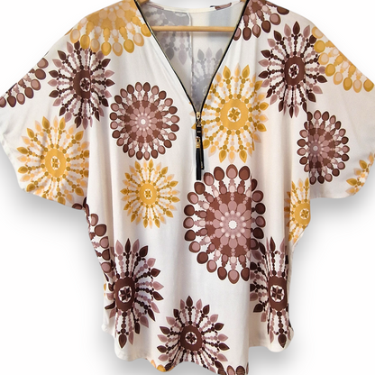 Maxi Maglia in Crepe Con Zip Pina